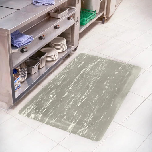 Consolidated Plastics Anti-Fatigue Marble Floor Mat, Commercial Grade Standing Support for Leg & Back Pain, Thick Heavy-Duty Rubber Made in USA (Gray, 2' x 3')