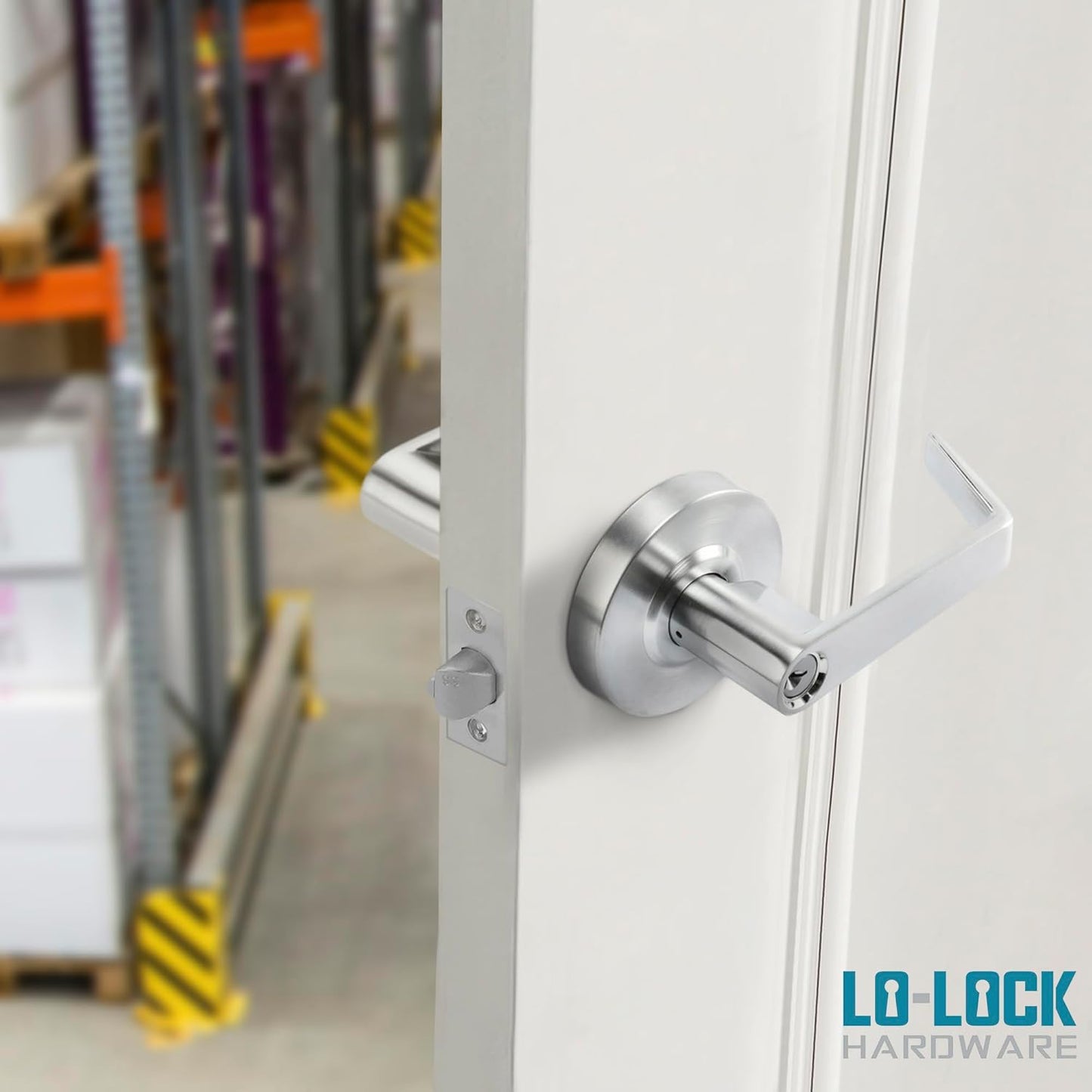 Commercial Lever Door Lock - Heavy-Duty Locking Door Handle, ADA Door Handles, Cylindrical Lever Lock, Non-Handed Grade 2 Industrial Door Handle, 26D Satin Chrome, Passage/Closet