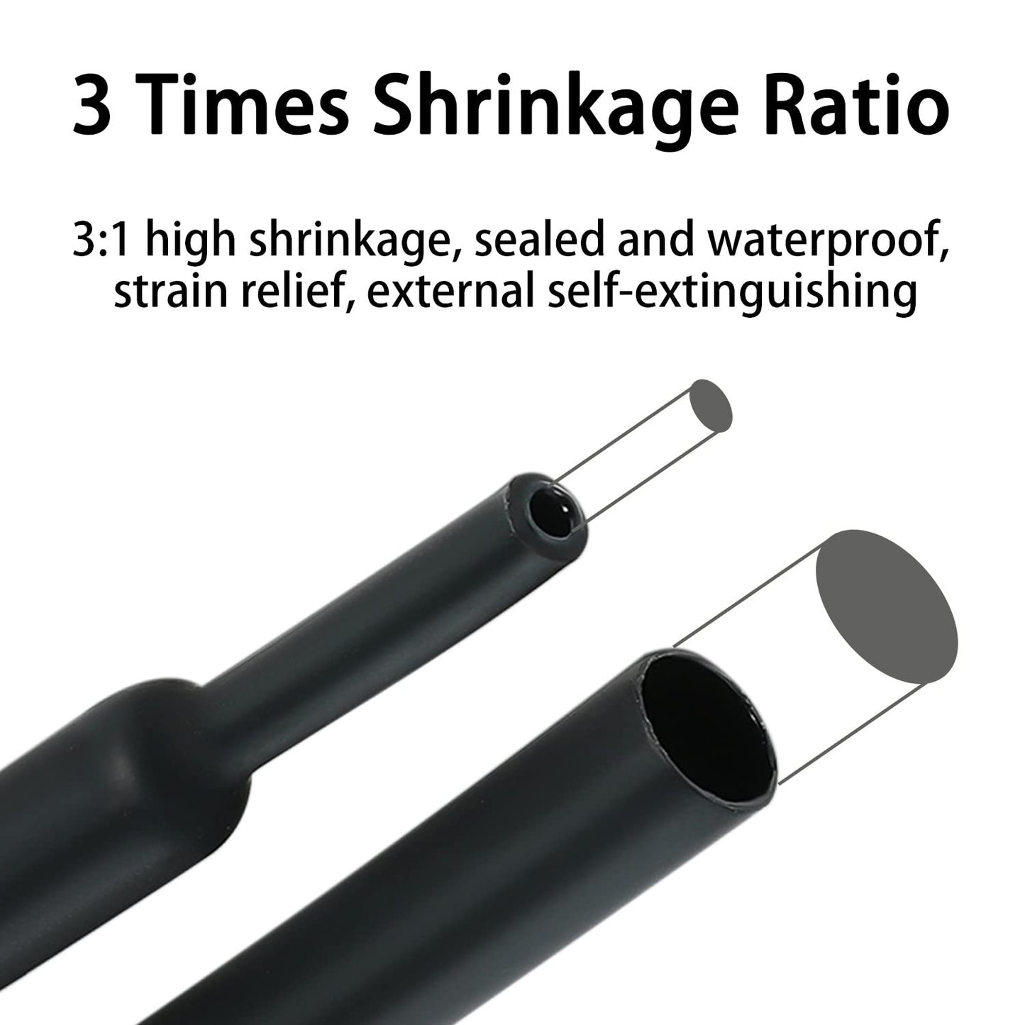 3:1 Ratio Heat Shrink Tubing Roll Adhesive Lined Industrial Marine Grade Dual Wall Heat Shrink Tube Waterproof and Sealed Black (5/8 inches(15.4 mm), 30 Feet)