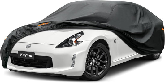 Kayme 7 Layers Car Cover Custom Fit for Nissan 350Z/370Z (2009-2025) Waterproof All Weather for Automobiles,Outdoor Full Cover Rain Sun UV Protection.Black