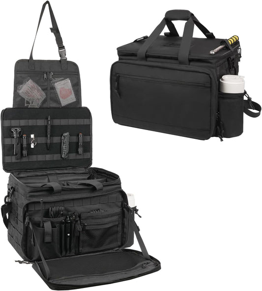 Patrol Bag Law Enforcement, Police Gear Car Front Seat Vehicle Organizer Bags with MOLLE System (Black)