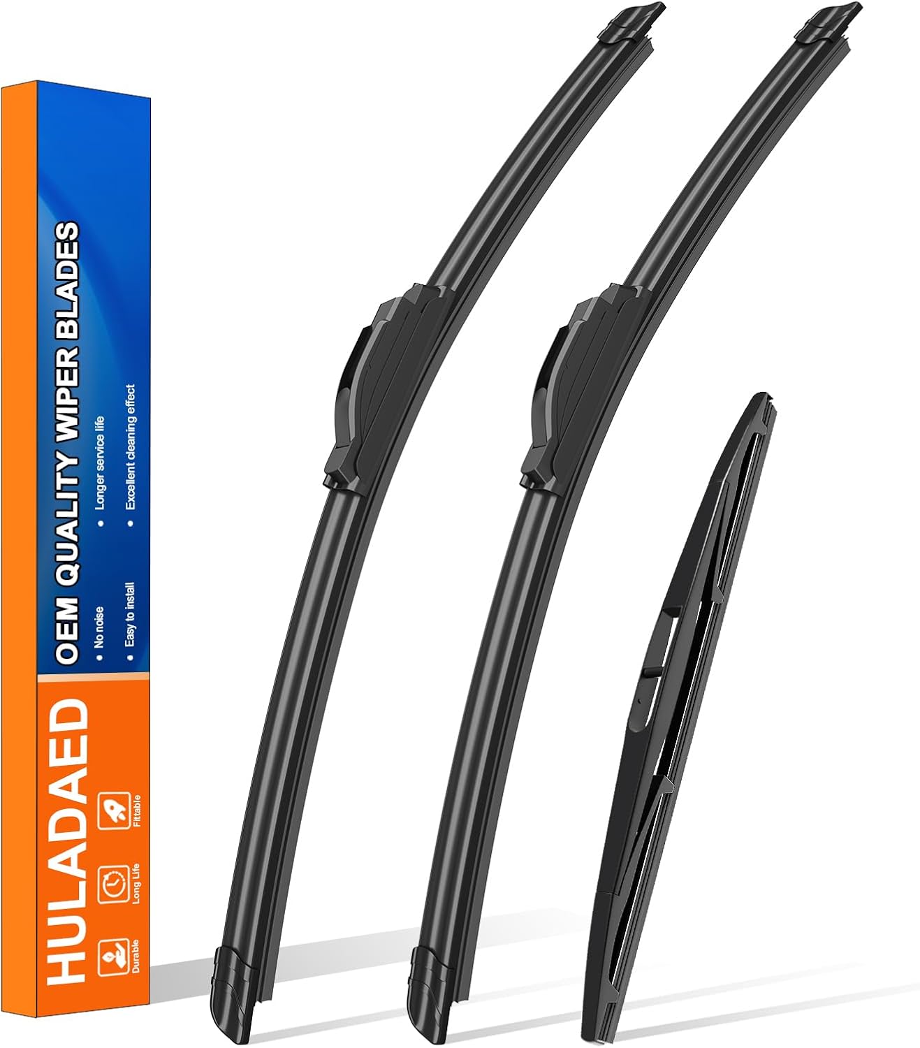 HULADAED® 26'' 18'' 12'' Windshield Wipers Replacement for Mitsubishi Outlander 2014-2020 Nissan Murano 2024-2015 Infiniti QX50 Acura RDX 2021-2019,Silicone Front Rear Wiper blades for MY Car(3 PACK)