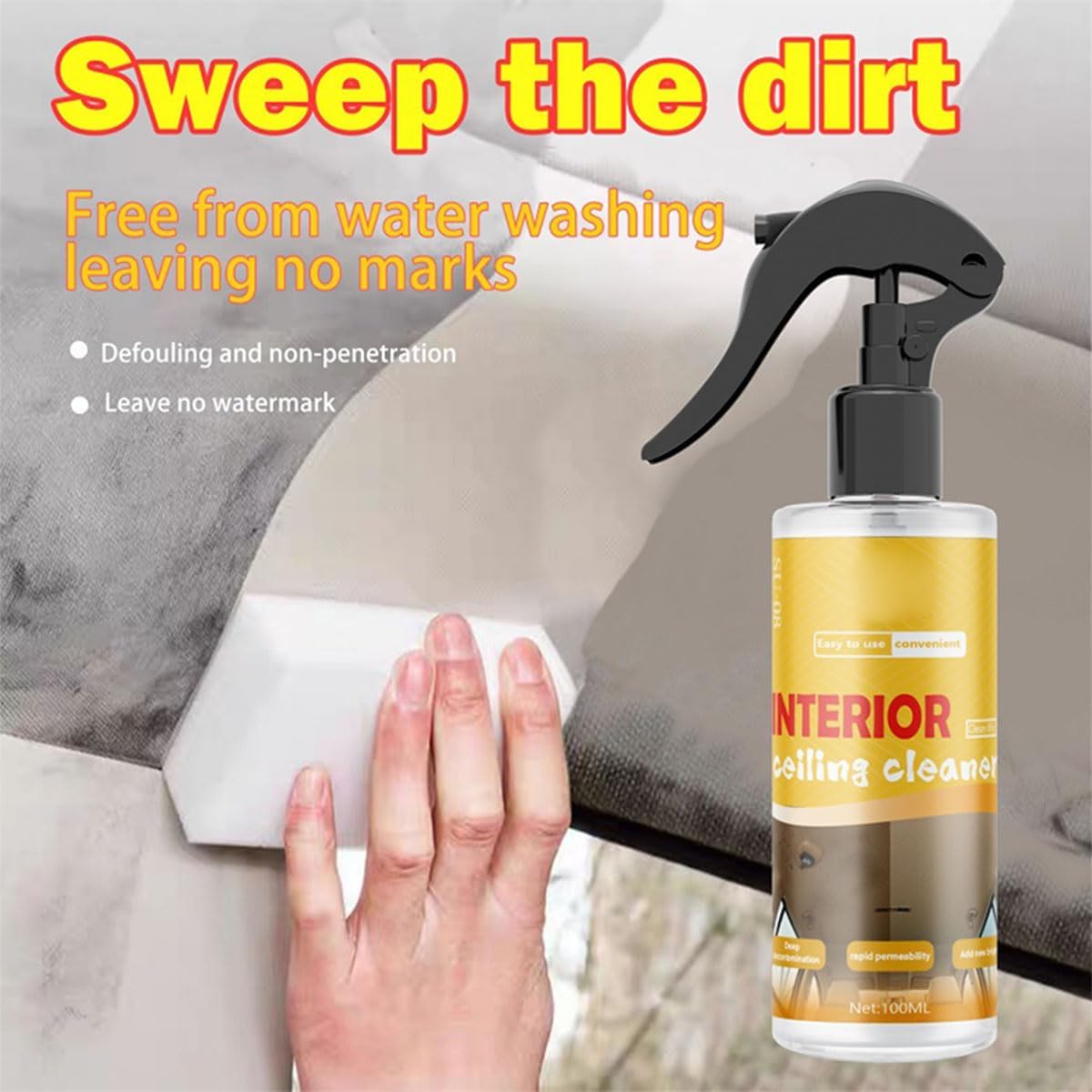 Multi-Purpose Car Interior Fabric Clean Polish Spray,Applies To Vehicle Seat、Upholstery、Headliner Cleaner,Vehicle Interior Polish Spray (1PCS)