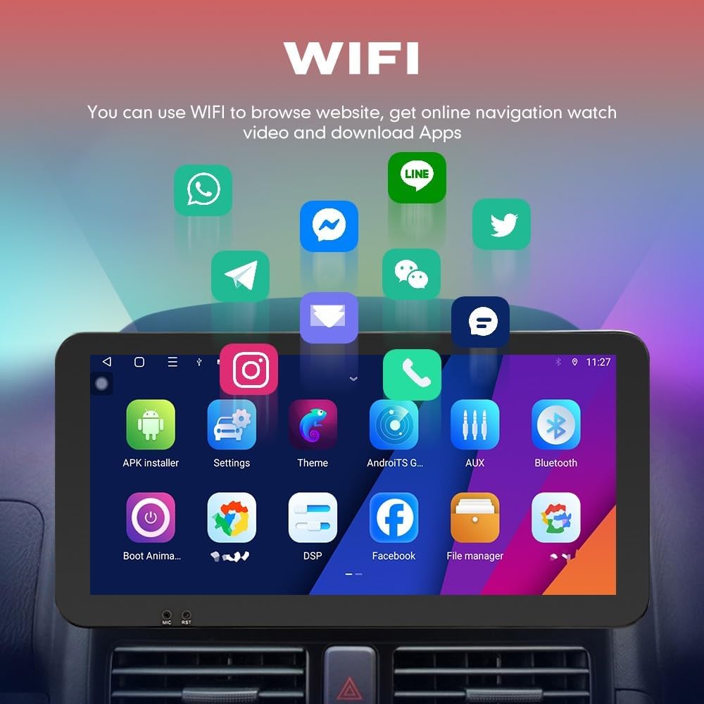 Kunfine Car CarPlay Android Auto Navigation Stereo GPS Radio Camera Display 10.33" QLED Touchscreen Headunit Tablet Media Player for Peugeot 301 2013-2022, if Applicable Quad Core 1G+32G Gloss Black
