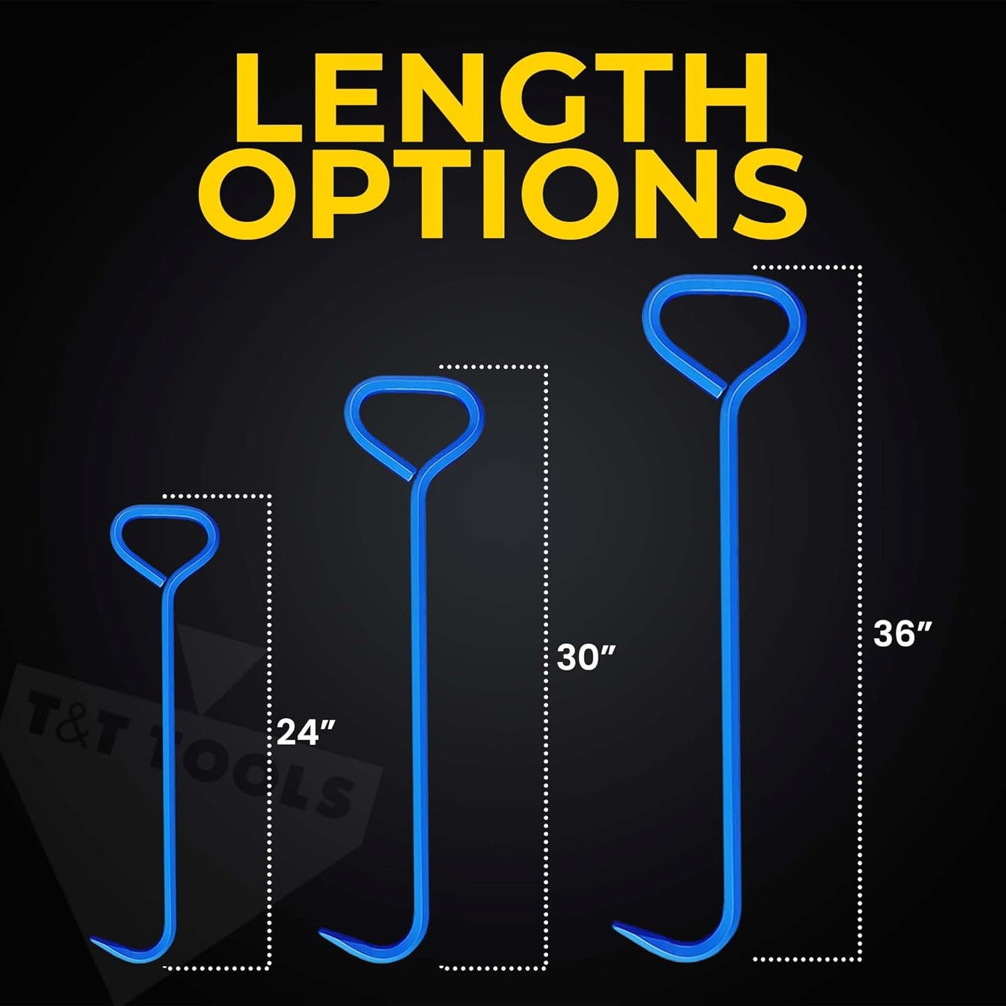T&T Tools 30-Inch Manhole Hook - Heavy Duty Single Hook for Lifting Manhole Covers, Storm Drains, Septic Tank Risers - Rigid Hex Alloy Steel Tool for Lifting, Pulling, and Removing Covers - 1 Pack