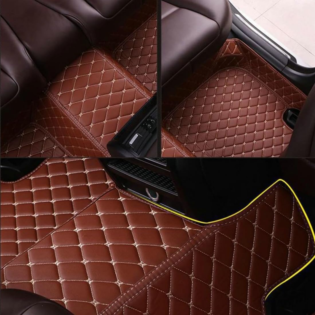 Custom Personalized Floor Mats for Cars，Luxury Full Coverage All Car Floor Mats，Anti-Slip Leather Car Mat Set ，Custom Floor Mats for 99% of Cars, Trucks & SUVs. (Orange)