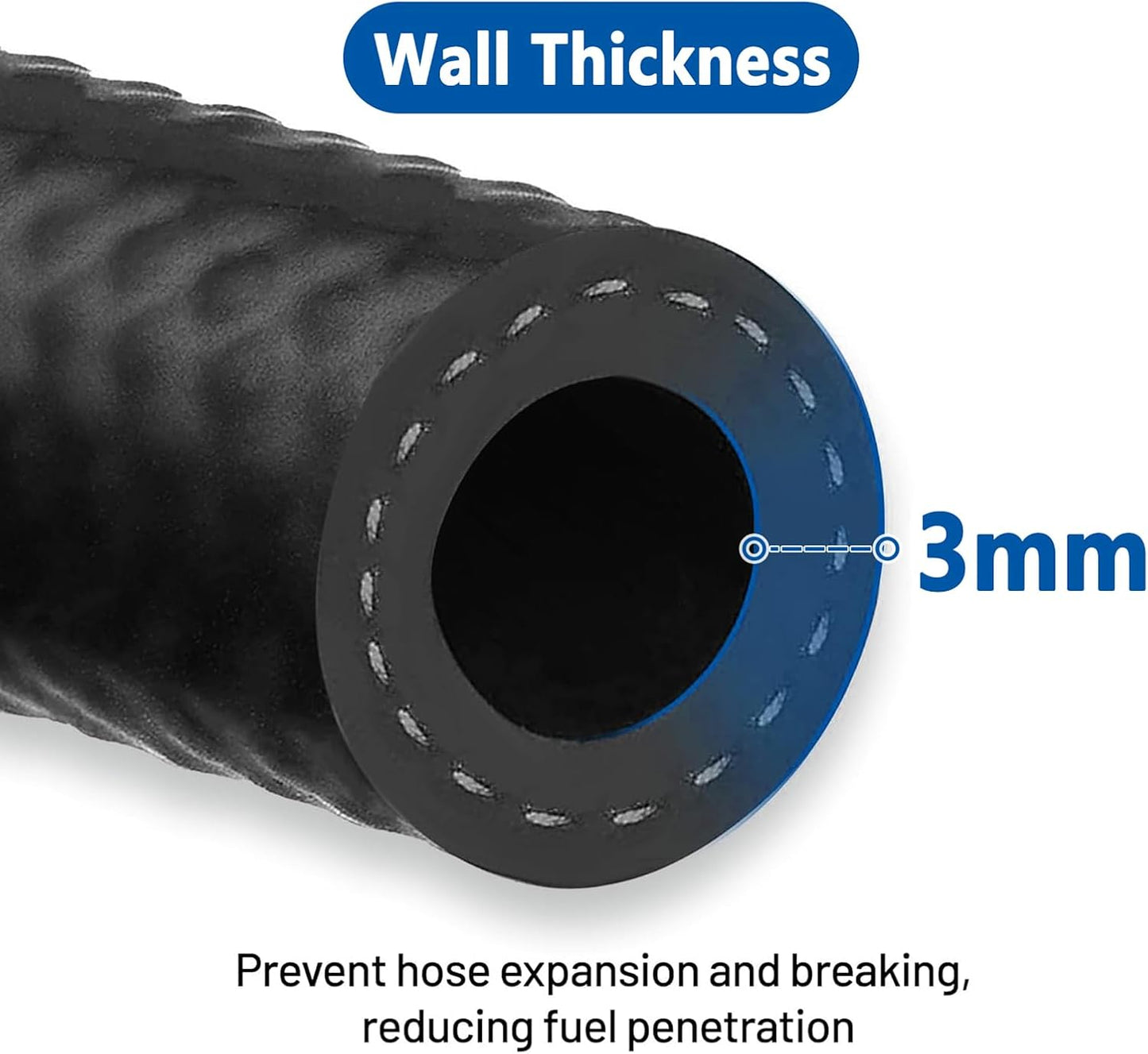 LokoCar 5/16" ID Fuel Hose Line Push Lock NBR Rubber SAE 30R7 300PSI 5ft Black