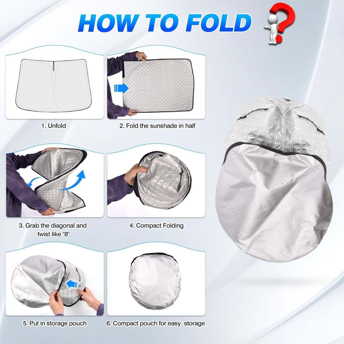 Windshield Sun Shade for Kia Sorento 2021-2025 2026 Accessories Thicken 6-Layer Front Window Sunshade Cover Sun Visor Protector Foldable Block UV Rays Keep Vehicle Cool