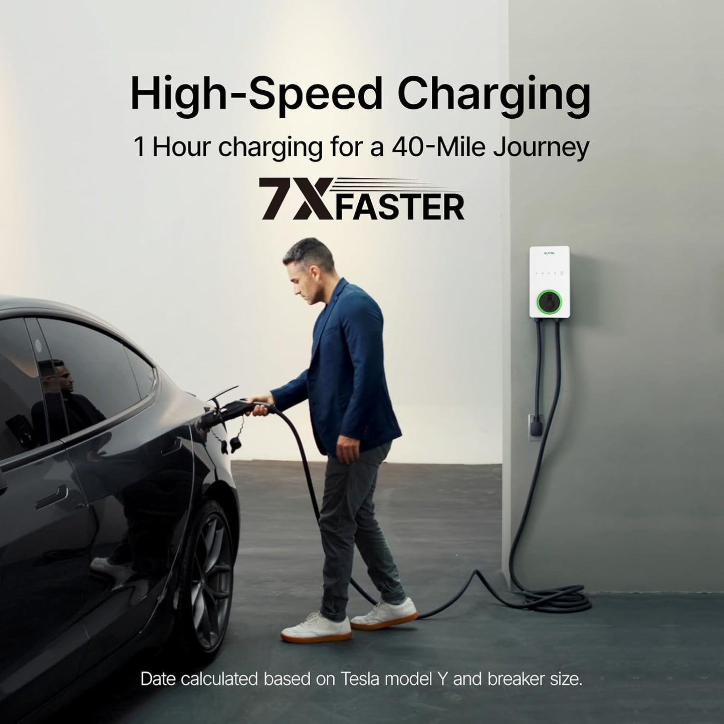 Autel MaxiCharger Level 2 EV Charger up to 40Amp, 240V, Indoor/Outdoor Fast Electric Vehicle Charging Station with Flexible 25-Foot Cable, NEMA 14-50 Plug (White)