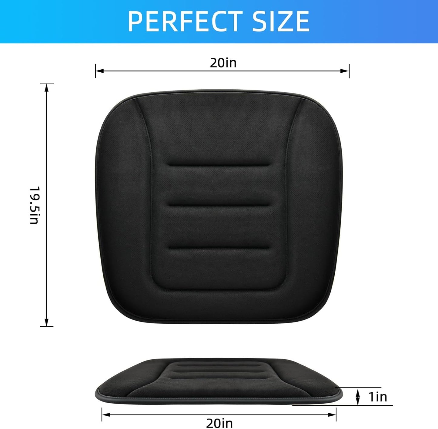 KAYI Car Seat Cushion, Memory Foam Car Seat Cushion, Anti Slip Rubber Bottom Car Seat Cushions for Driving, Suitable for Car and Office Chairs (2 Pack, Black)
