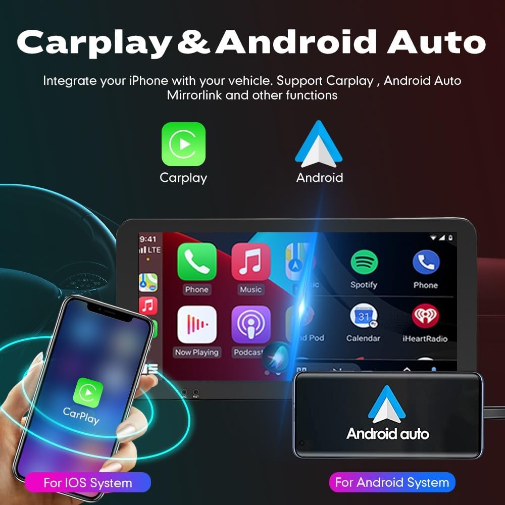 Kunfine Car CarPlay Android Auto Navigation Stereo GPS Radio Camera Display 10.33" QLED Touchscreen Headunit Tablet Media Player for Peugeot 301 2013-2022, if Applicable Quad Core 1G+32G Gloss Black