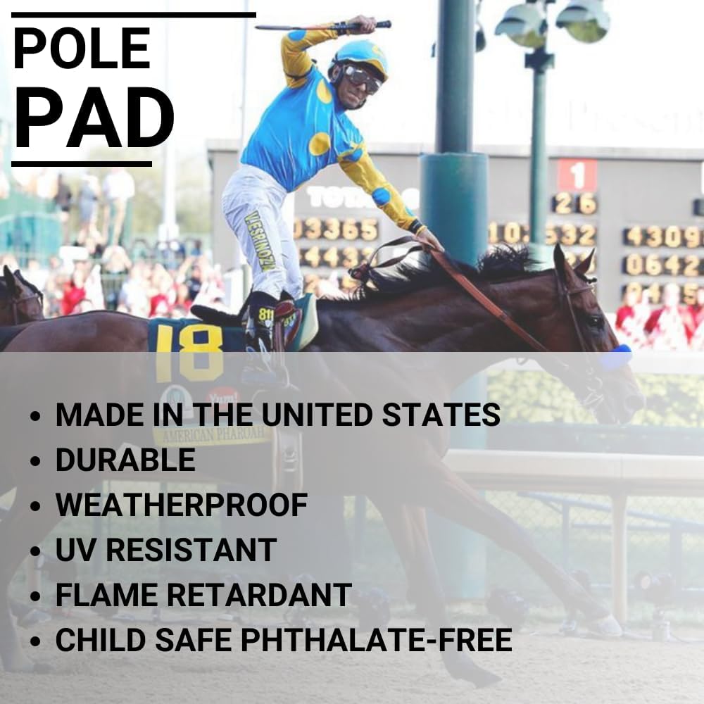 Safety Pole Pad, 4 FT Tall, 1” Thick Foam, Weatherproof, UV-Resistant, Hook/Loop Closure, Pickleball Pole Pad