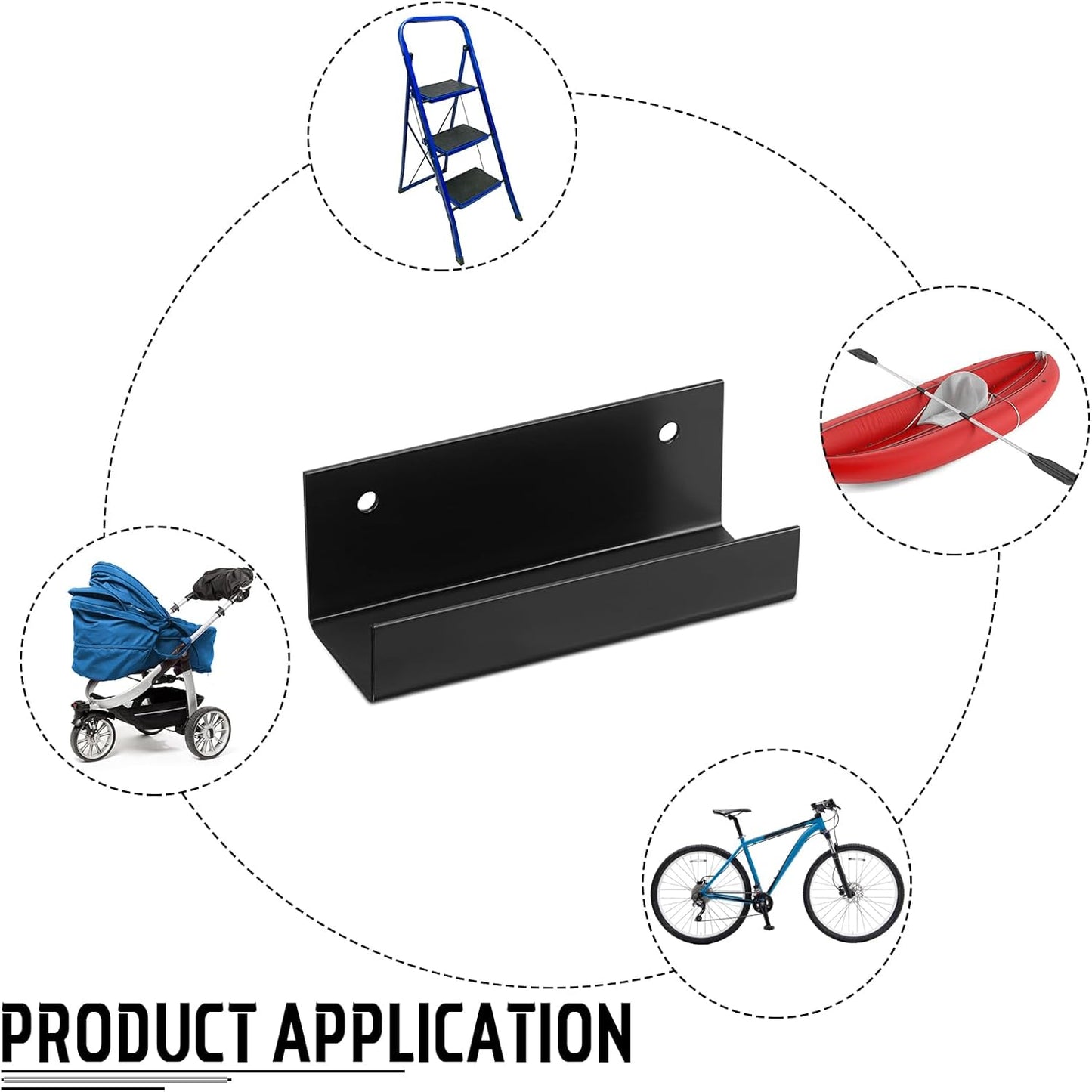 Blulu 2 Pcs Wall Mount Ladder Wall Wheelbarrow Hanger Steel Garage Storage Hook Wheelbarrow Hanger Heavy Duty Garage Storage Organizer for Hang Ladders Carts Chair Bicycle (Black)