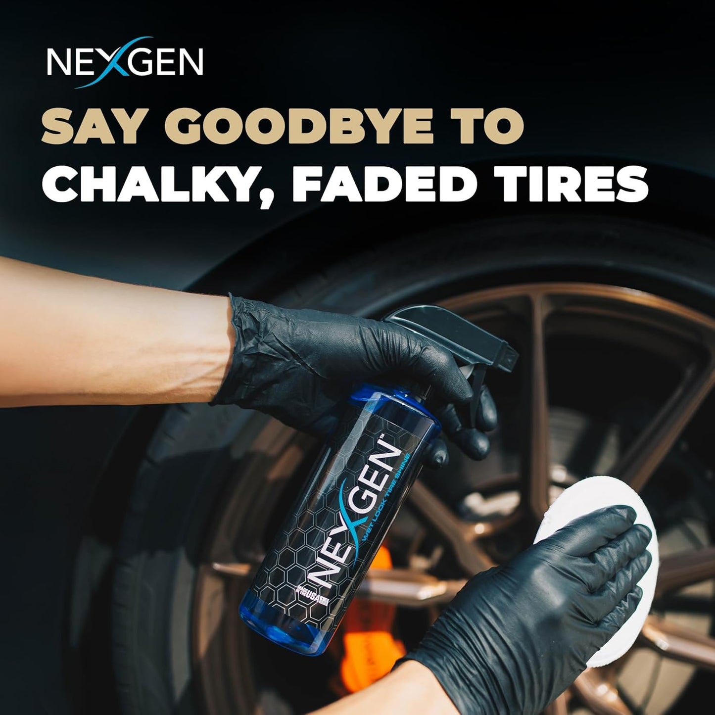 Nexgen Wet Look Tire Shine (Gallon) - High-Gloss Finish & UV Protection - Keeps Tires & Trim Fresh - On-The-Go Car Detailing - Car Cleaning Supplies - for Tires, Plastic, Rubber, & Vinyl