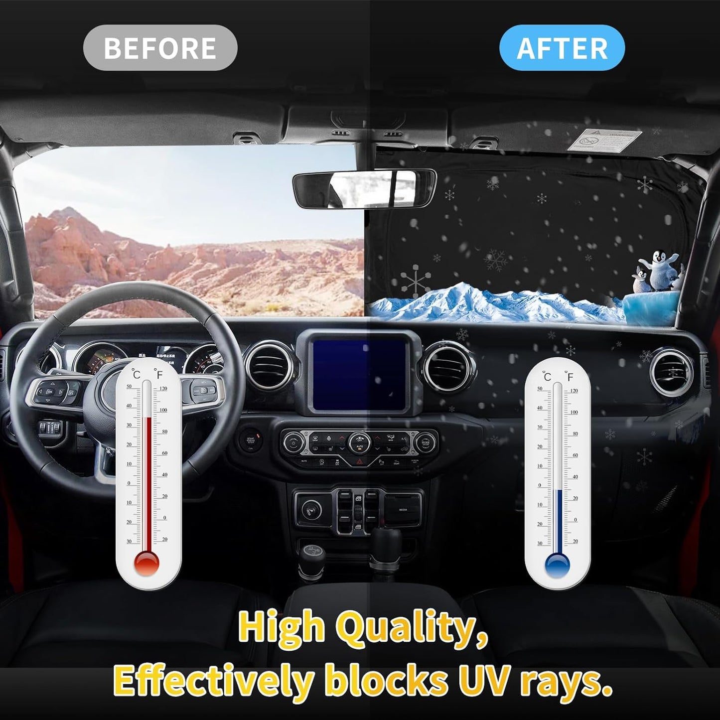 for Ford Escape 2020-2025 Sun Shade Sunshade Windshield Cover, 4-Layer Front Window Shade Custom Fit Escape S SE SE Sport Hybrid SEL Titanium Sun Visor 240T Shade Blocks UV Rays Car Accessories