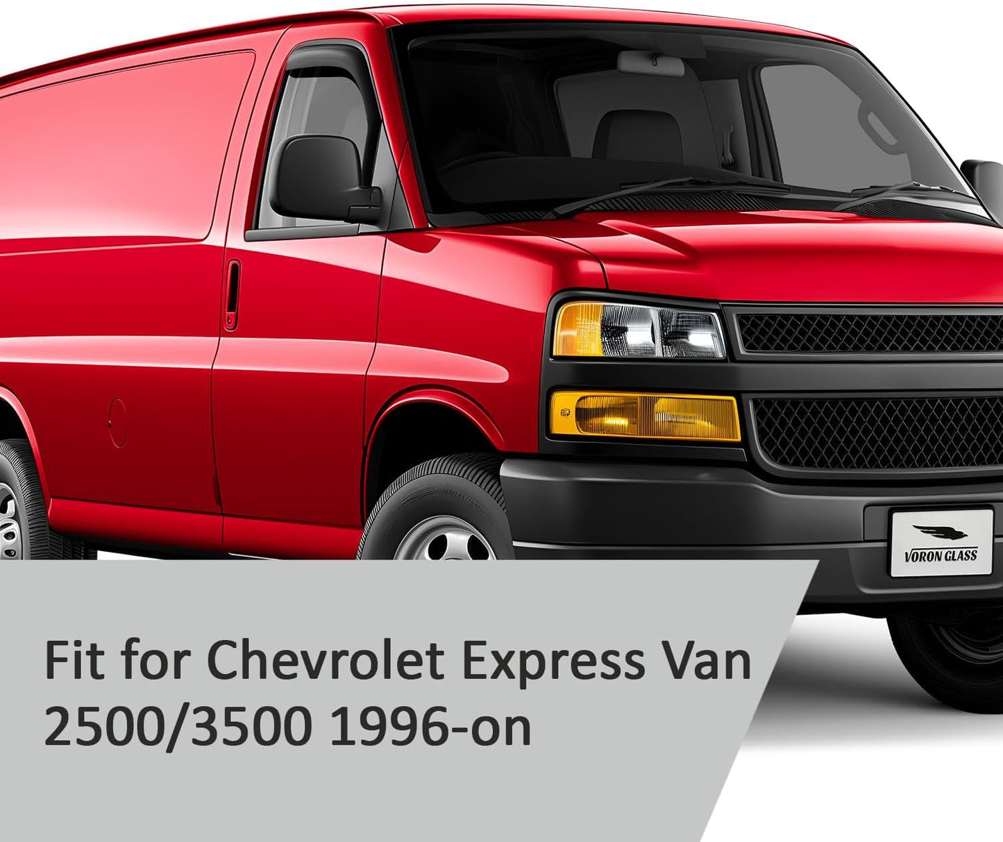 Voron Glass in-Channel Extra Durable Rain Guards for Chevrolet Express Van 2500/3500 1996-2025, Window Deflectors, Vent Window Visors, 2 Pieces - 200280