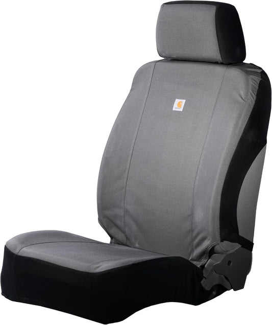 Carhartt Universal Nylon Duck Canvas Fitted Bucket Seat Cover, Durable Seat Protection with Rain Defender, Single, Gravel