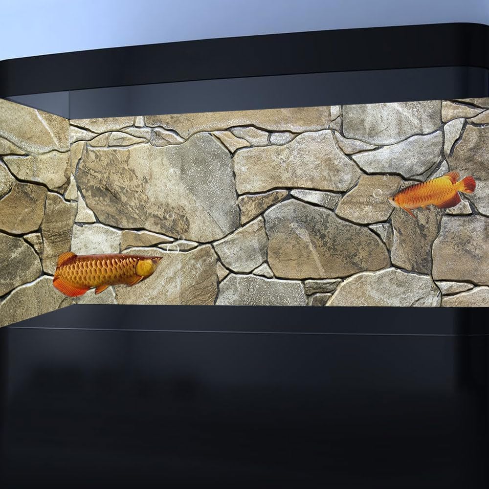 72X18IN Marble Aquarium Background, Art Marble Aquarium Background, Natural Marble Glass Terrarium Background with 8 EVA Double-Sided Tape