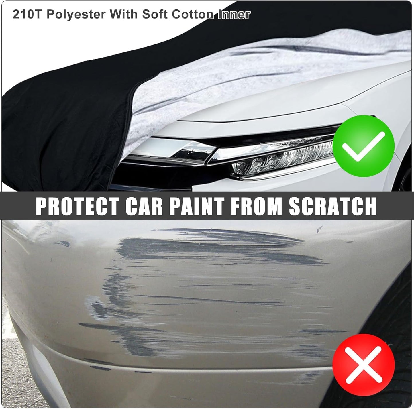 Waterproof Car Cover Compatible with Toyota Sequoia 2001-2025, Black 210T All Weather Inside Cotton Cover with Door Zippers for Snow Rain Dust Outdoor Protection