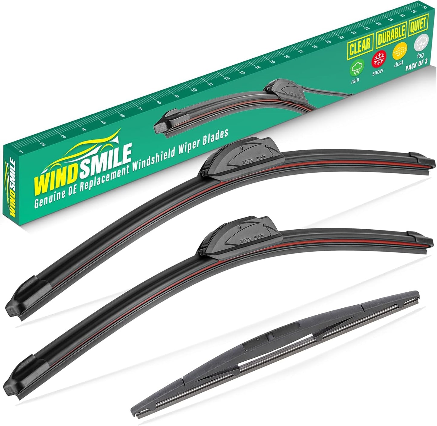24" 21" 14" Windshield Wiper Blades Replacement for Honda Pilot 2003 2004 2005 2006 2007 2008 Premium All Weather Front Rear Wipers Set - OEM Quality (Pack of 3)