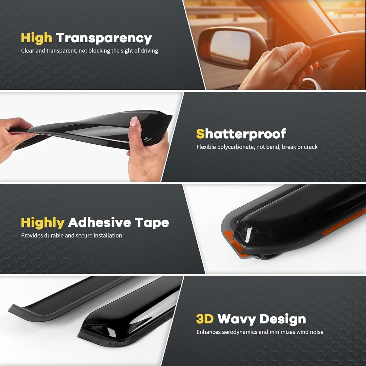 4 PCS in-Channel Rain Guards Fit for 2021 2022 2023 2024 2025 Ford F150 SuperCrew, Side Window Wind Deflectors for 23-25 F-250 F-350 F-450 F-550 Crew Cab, Vent Window Visors Shade Shield
