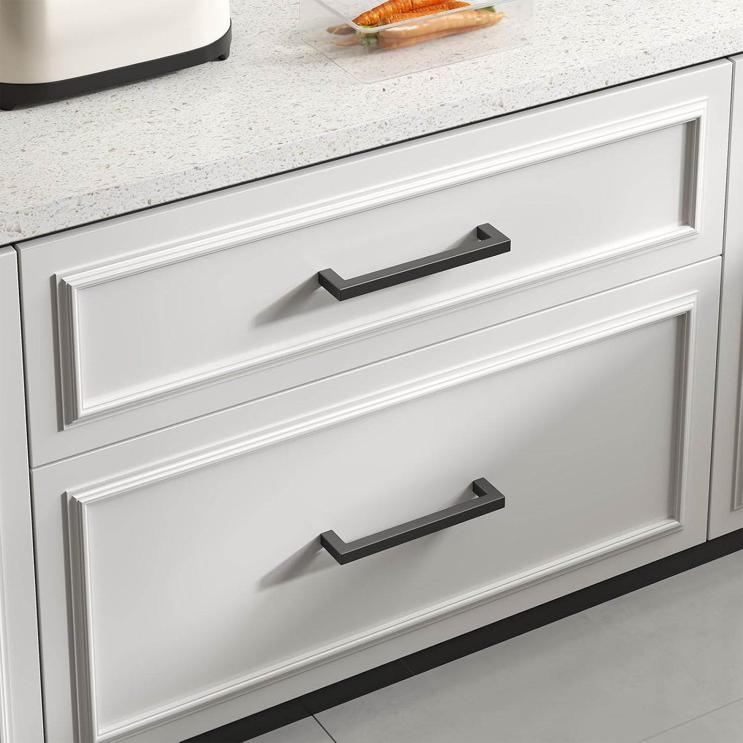 goldenwarm 22 Pack 6-1/4INCH Black Square Bar Cabinet Pull Drawer Handle Stainless Steel Modern Hardware for Kitchen and Bathroom Cabinets Cupboard,Center to Center 160mm Kitchen Cupboard Handles