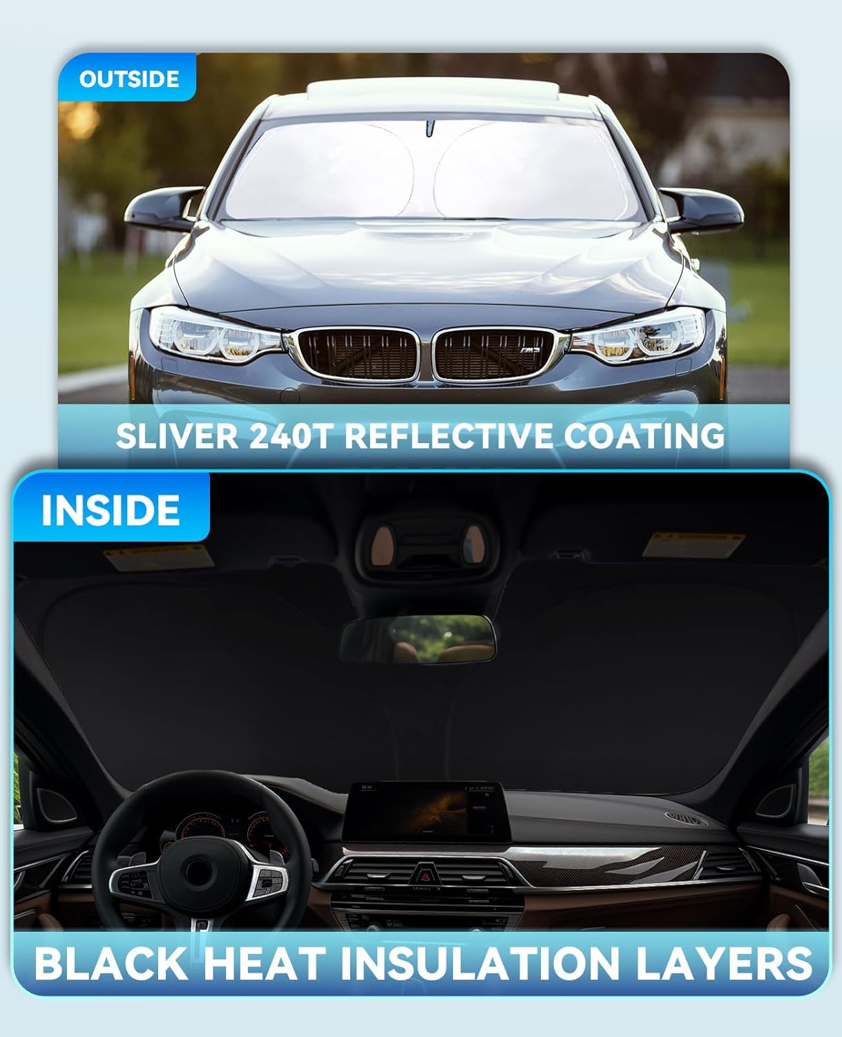 Sun Shade for Sonata Windshield Sunshades for Hyundai Sonata 2020 2021-2024 2025 Windshield Cover Front Window Shields 240T Silver Coating Protector Sun Visor Blocks UV Rays Heat Car Accessories