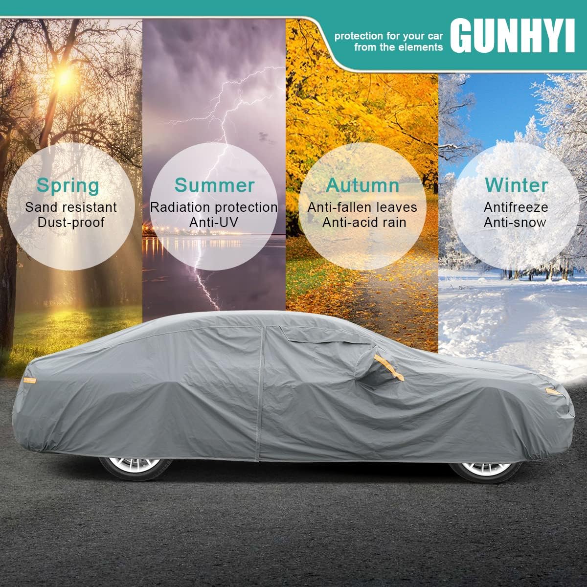 Premium Car Cover Custom Fit Buick Encore (2012-2025), 16 Layers Heavy Duty Car Cover Waterproof All Weather with Zipper Door for Sun Rain Snow Dust Uv Protection