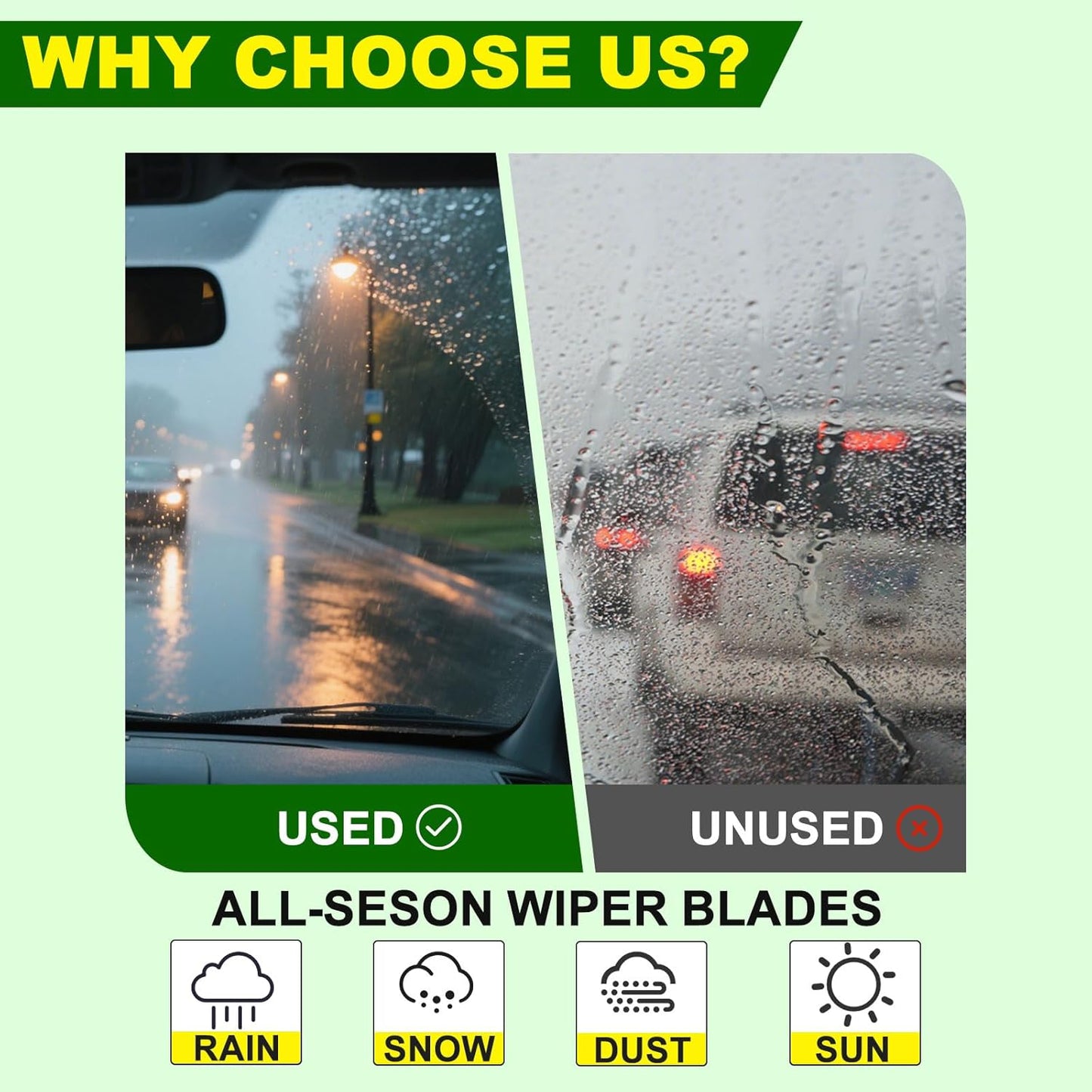 OEM Quality 24in + 18in Premium All-Season Windshield Wiper Blades for Original Equipment Replacement(Set of 2)