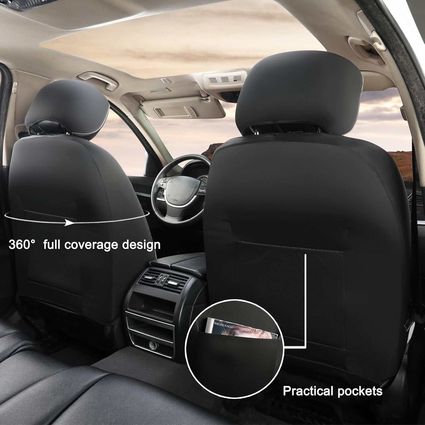 GIANT PANDA Front Car Seat Cover Custom Fit Toyota, 3D Air Mesh Car Seat Covers for Toyota Rav4 Camry Highlander Corolla Prius (Grey+Black) 2-Pack