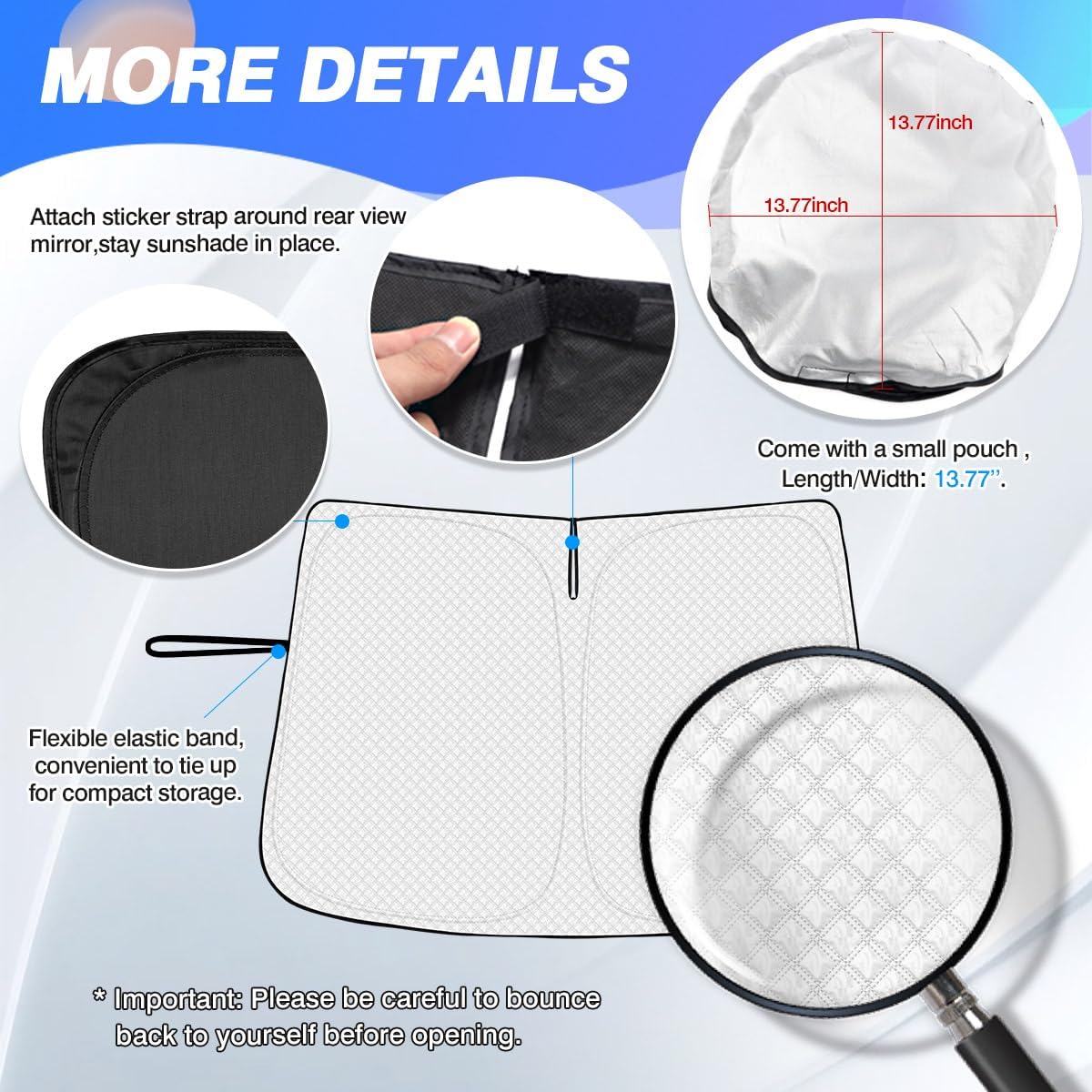 Windshield Sun Shade for Subaru Crosstrek 2024 2025 2026 Accessories Thicken 6-Layer Front Window Sunshade Cover Sun Visor Protector Foldable Block UV Rays Keep Vehicle Cool