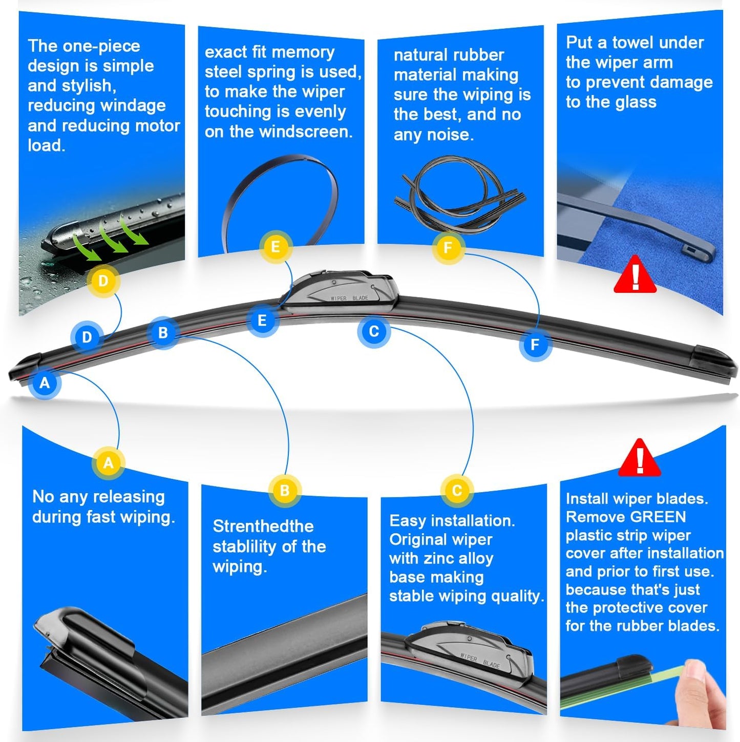 Windshield Wiper Blades Replacement for 2006-2014 Kia Sedona / 2007-2014 Hyundai Entourage Original Factory Quality Front Rear Wipers Blade Set for My Car - 26" 18" 16" (Pack of 3)