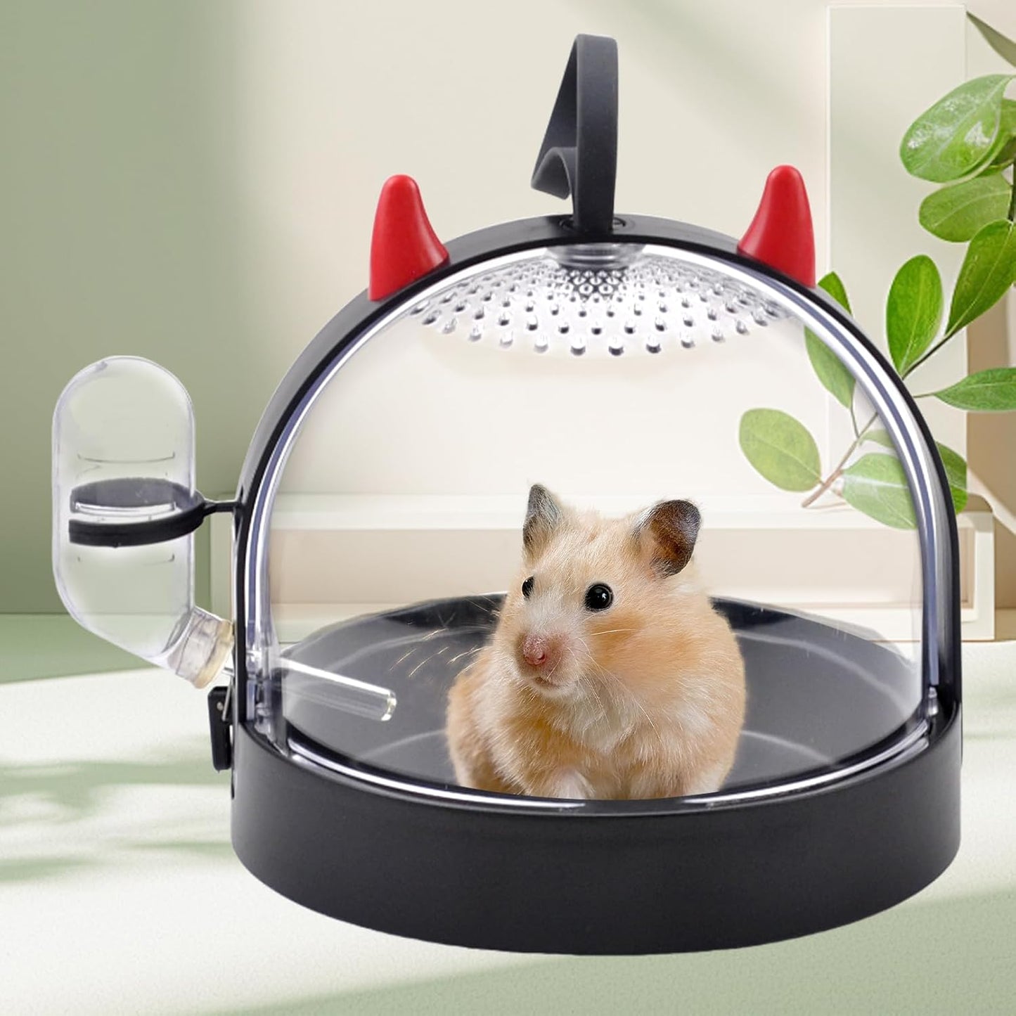 Portable Hamster Cage Travel Bag, High Permeability Hamster Travel Carrier with Water Bottle Small Pet Hamster Travel Carrier Cage for Hamster Gerbils Mice Hamster Guinea Pigs Sugar Glider(Black)
