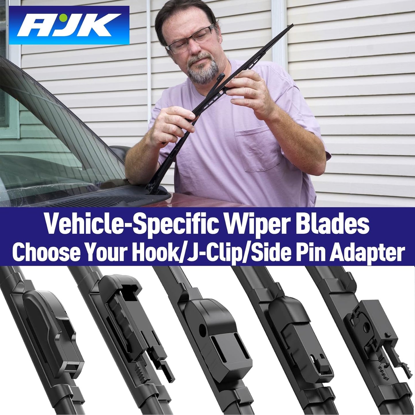 AJK Wiper Blades for Tesla Model Y 2020 2021 2022 2023 2024, 2 Piece All Weather OEM Quality Automotive Replacement Windshield Wiper Blades for My Car