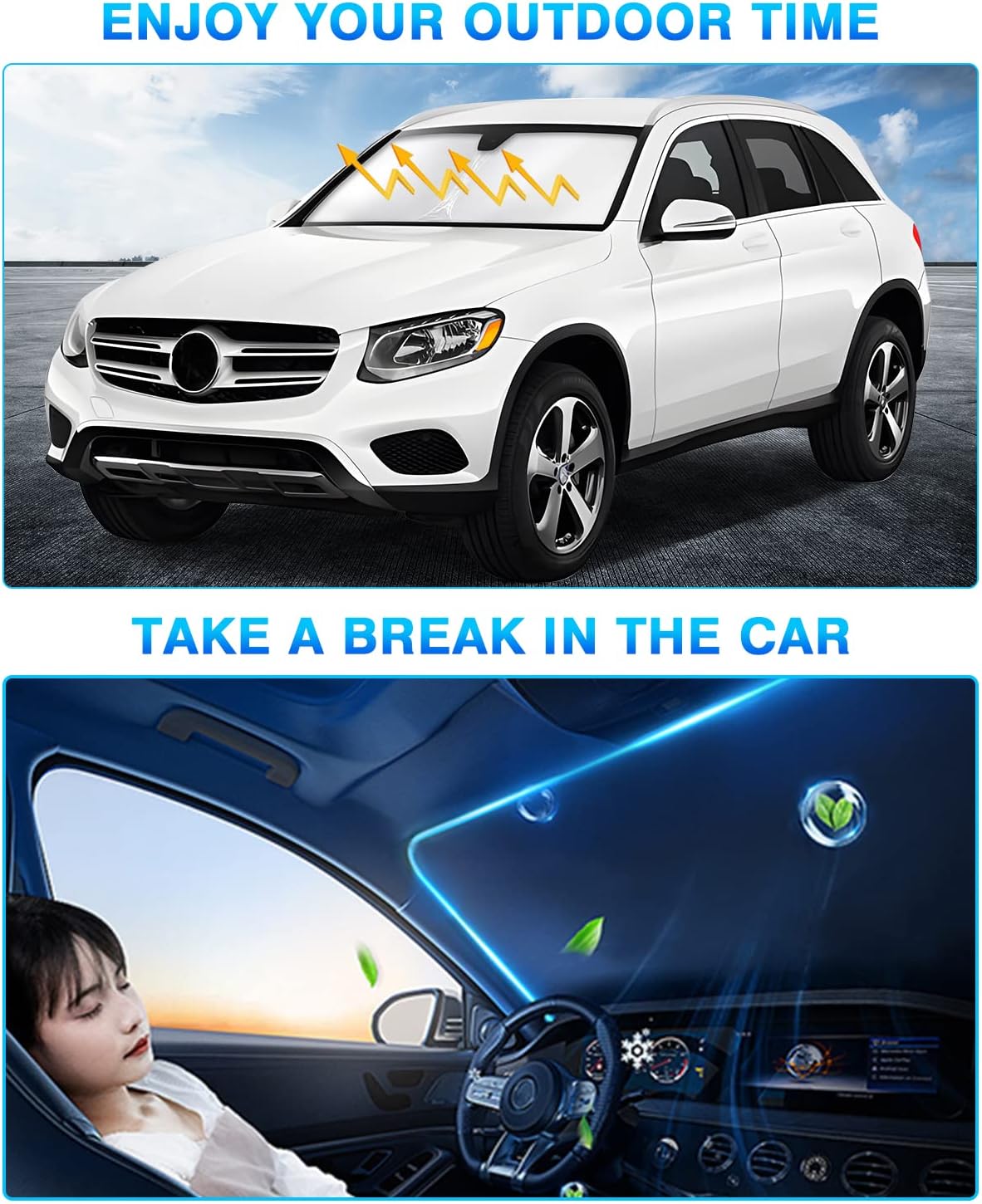 KUST Windshield Sun Shade for Chrysler 200 2011-2018 Window Shade Sun Visor Cover Foldable Blocks UV Rays Keep Your Car Cooler