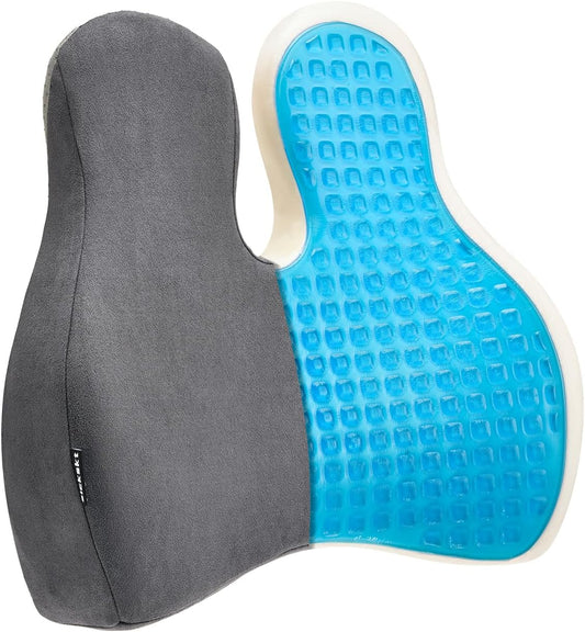 Lumbar Support Pillow for Office Chair and Car Seat - Gel Memory Foam Back Cushion Improve Sitting Posture & Back Pain Relief, Lumbar Support Cushion with Adjustable Strap & Non-Slip