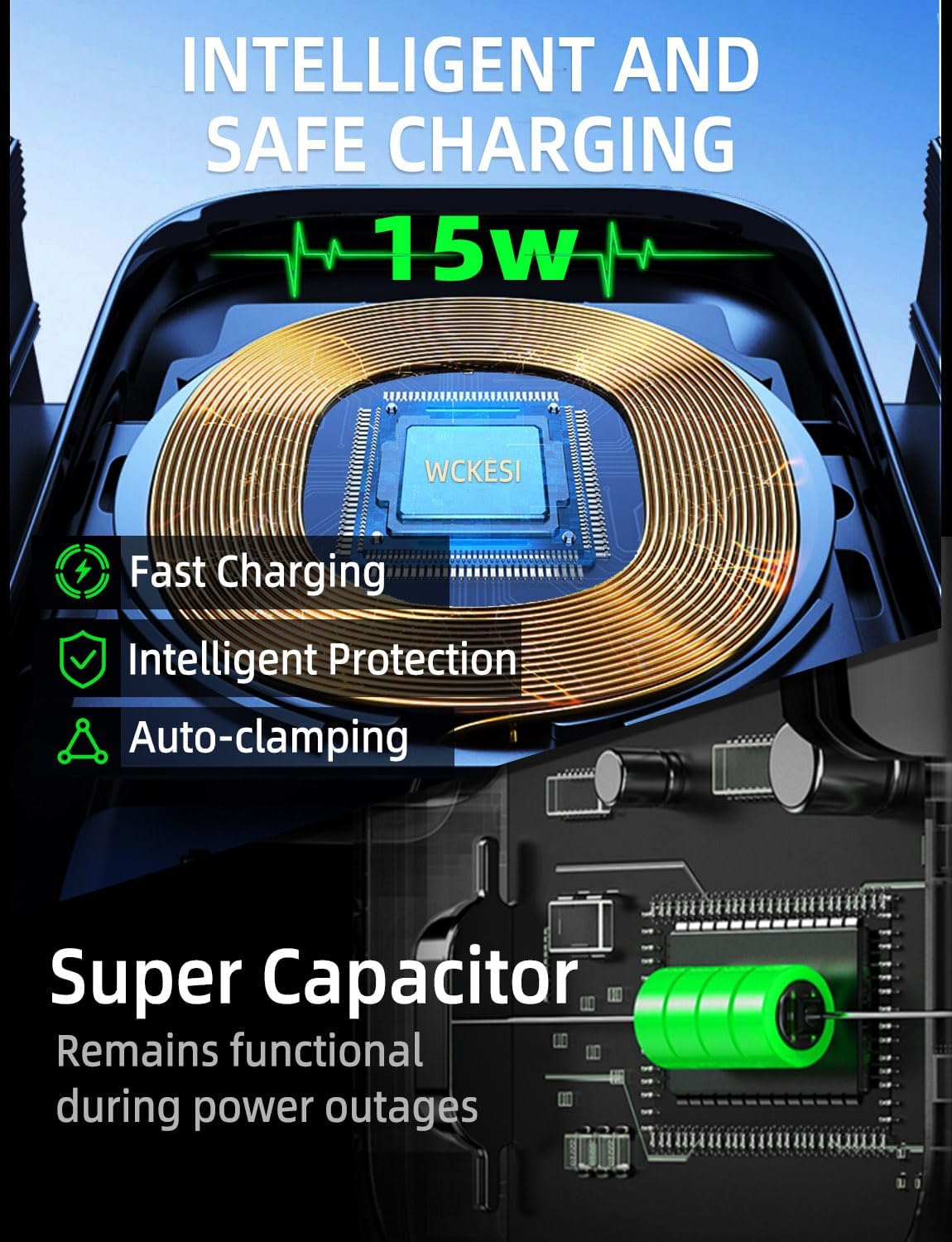 Wireless car Charger Phone Holder Mount for Truck,【10-inch Long arm 】 Pickup Truck Phone Holder Qi2 15W Fast Charging Heavy Duty Truck and Large SUV Windshield/Dashboard,for iPhone Samsung LG