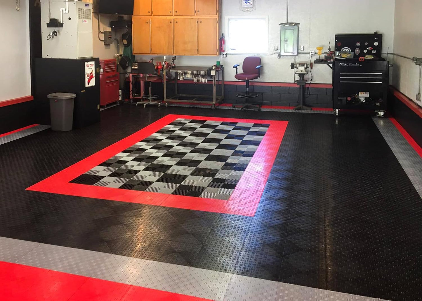 Big Floors GarageTrac Diamond, Interlocking Non-Slip Garage Flooring Tile, Durable, Modular, Heavy-Duty Copolymer, Easy Install (Royal Blue, 48 Pack of 12 x 12" Tiles)