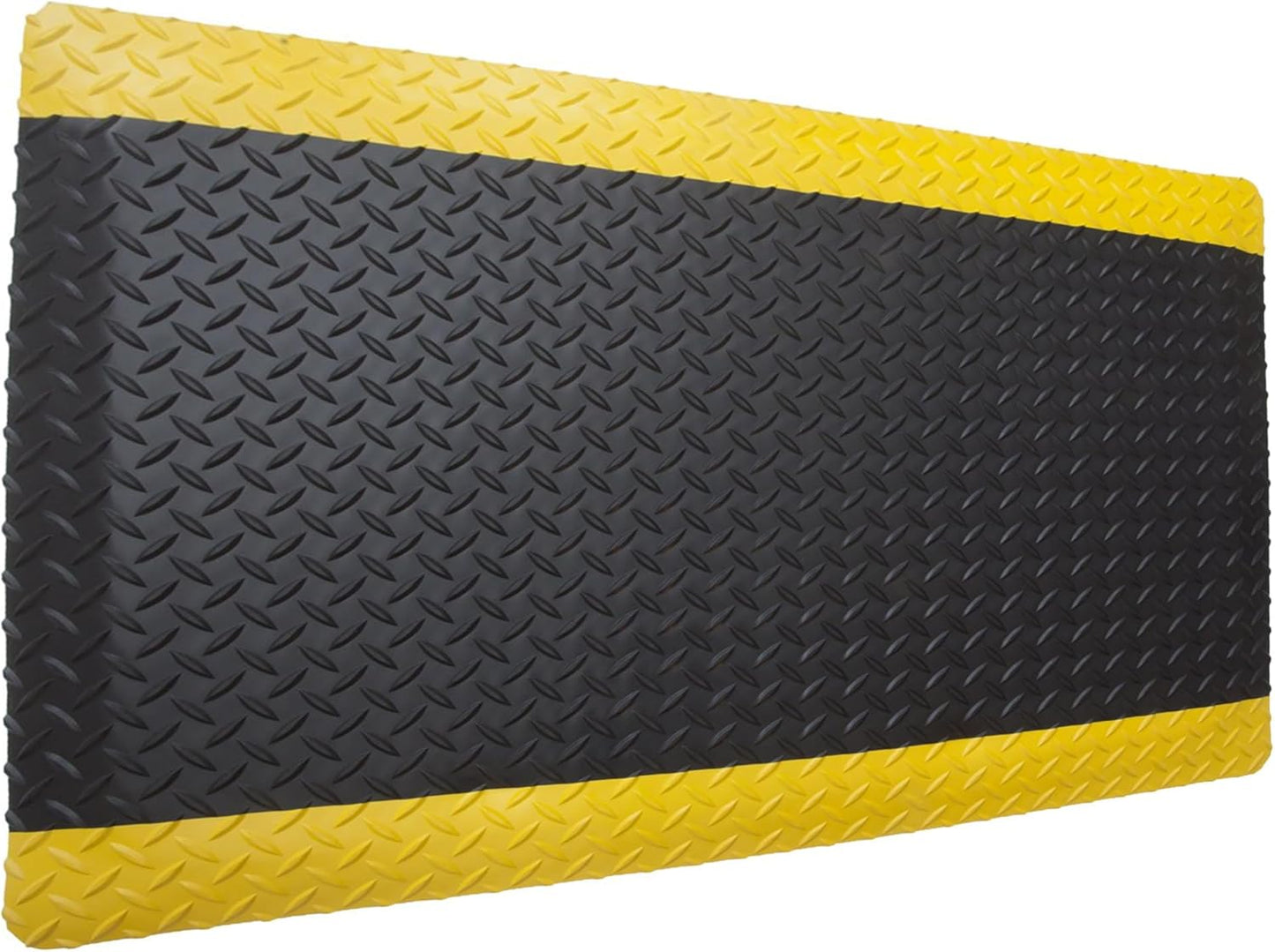 Rhino Mats, American Classic Diamond Anti-Fatigue Mats, Industrial Ergonomic Comfort Standing Mat for Work, Home, Garage, Office, Kitchen or Anywhere (Black/Yellow 1" Thick, 2 FT. x 18 FT.)