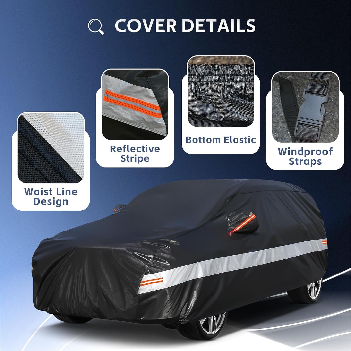 10 Layers SUV Car Cover Custom Fit for Chevrolet Chevy Equinox (2005-2024) Waterproof All Weather for Automobiles, Outdoor Full Cover Sun UV Rain Protection with Cotton.Black