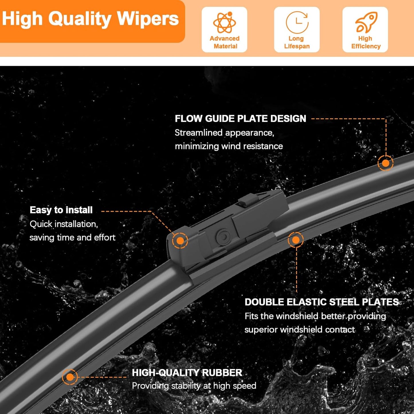 HULADAED® 26''+24''+16'' Windshield Wipers Replacement for Passport 2023 2022 2021 2020 2019,Silicone Front Rear Wiper blades for MY Car-All Weather & Quiet(3 PACK)