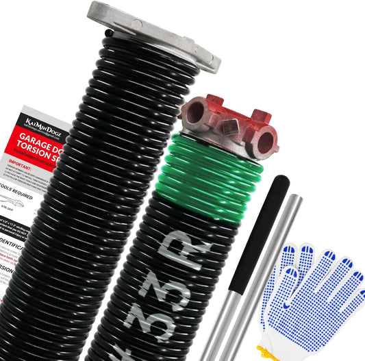 Pair of 1.75" Garage Door Torsion Springs Set with Non-Slip Winding Bars&Gloves, High Precision Electrophoresis Oil-Free Black Coated for Replacement, MIN 16,000 Cycles (0.243 x 1.75"x 33")