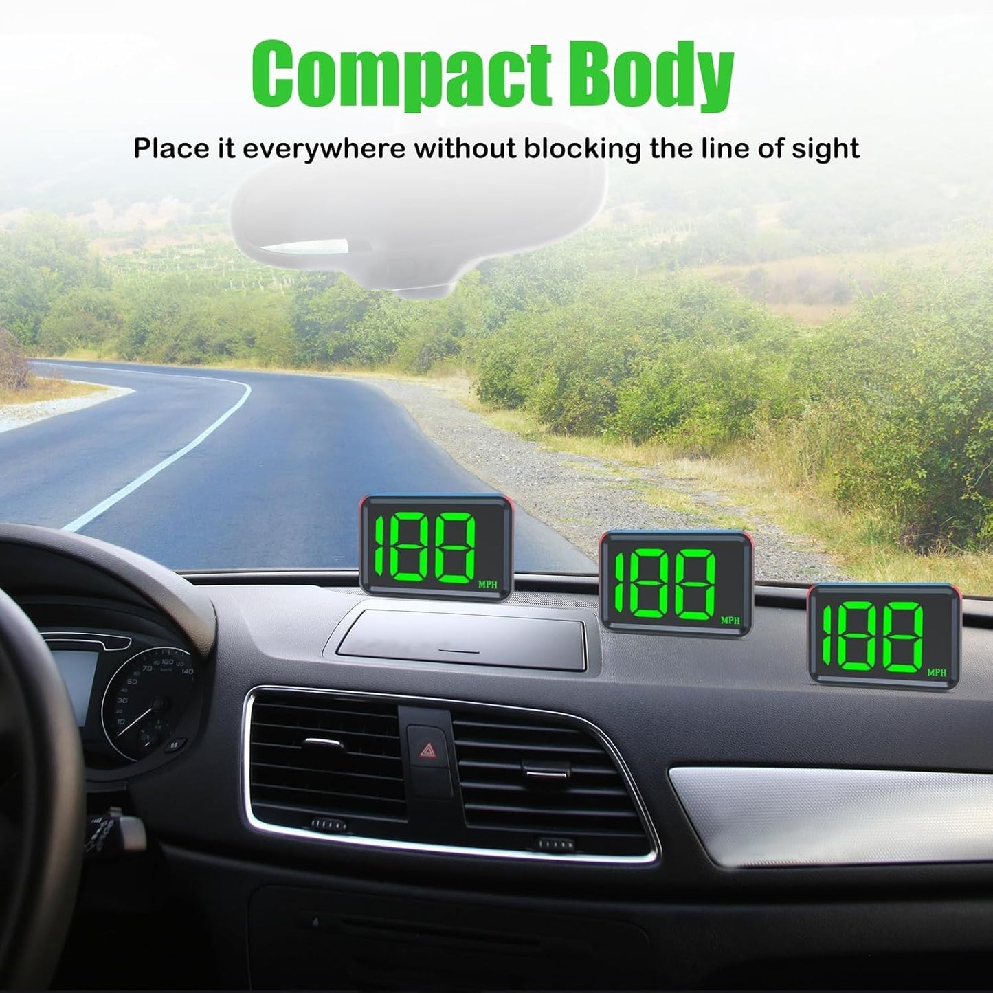 GPS Digital Speedometer for Car MPH, Universal HUD Speed Meter with LED Large Font Head Up Display Car Accessories with USB Cable Plug Play for Truck Motor SUV Golf Cart All Vehicles (X1 Speedometer)