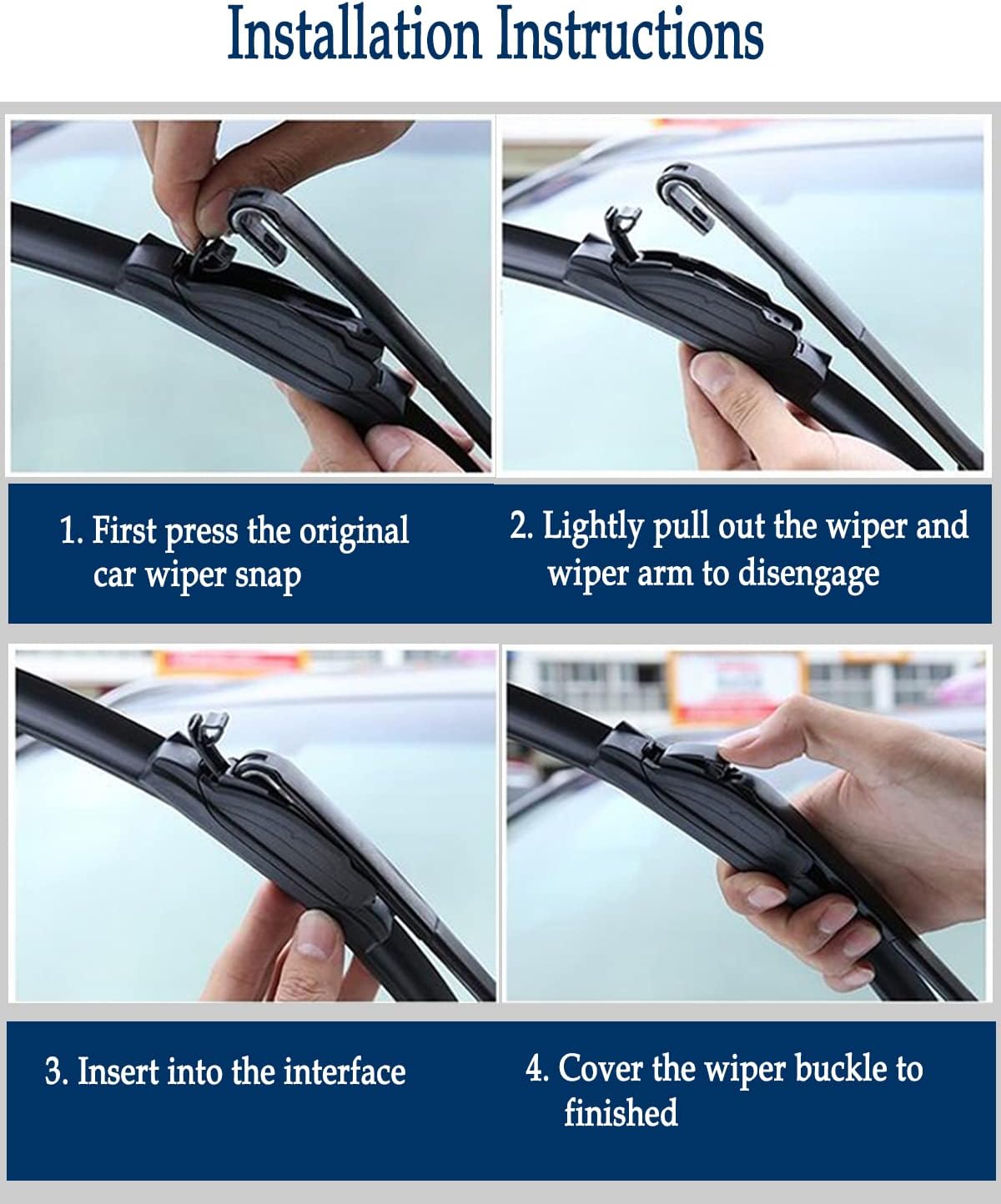 3 Wipers Set for Suzuki SX4 2007-2013, Windshield Wiper Blades Original Equipment Replacement Front and Rear- 26"/14"/10B" (Pack of 3) J- HOOK