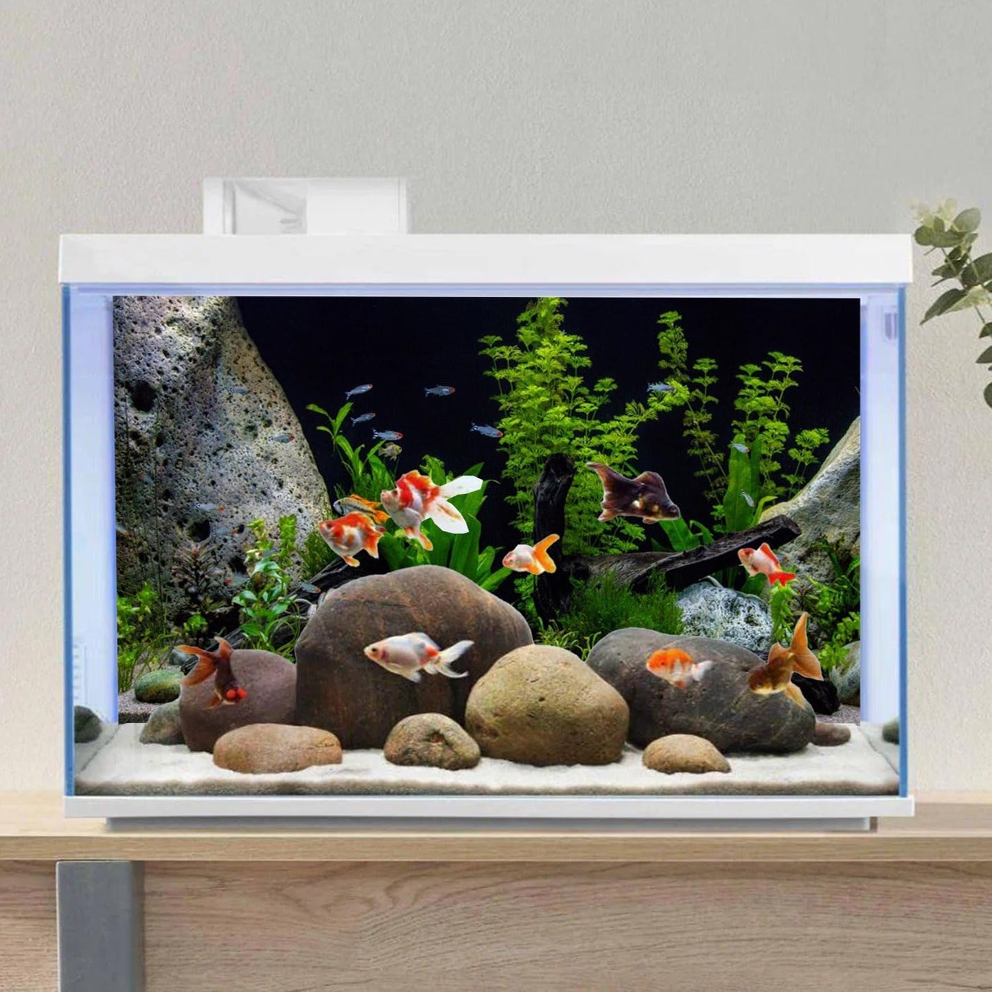 AWERT Vinyl Underwater Aquatic Plant Fish Tank Background Stone River Bed & Lake Aquarium Background 60x24 inches