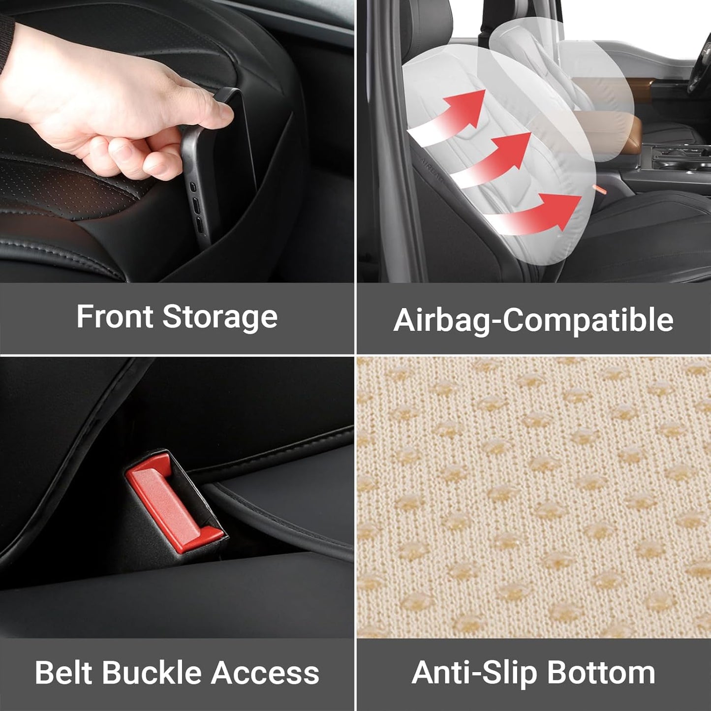 Coverland Custom Car Seat Covers Compatible with F150, F250, F350 Super Duty - Premium Leather Non-Slip Memory Foam Waterproof Custom Interior Protector Full Set-Black [See Size Chart-Size X109]