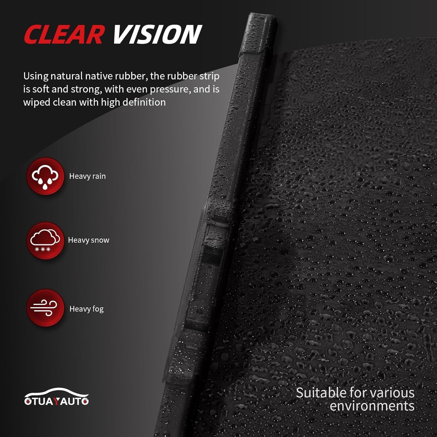 OTUAYAUTO Premium Windshield Wiper Blades - Replacement for Honda CRV CR-V 2012-2016 - Precision Fit, All-Weather Performance, Front and Rear Wiper Blades, U Hook - 26"+16"+12" (Pack of 3)