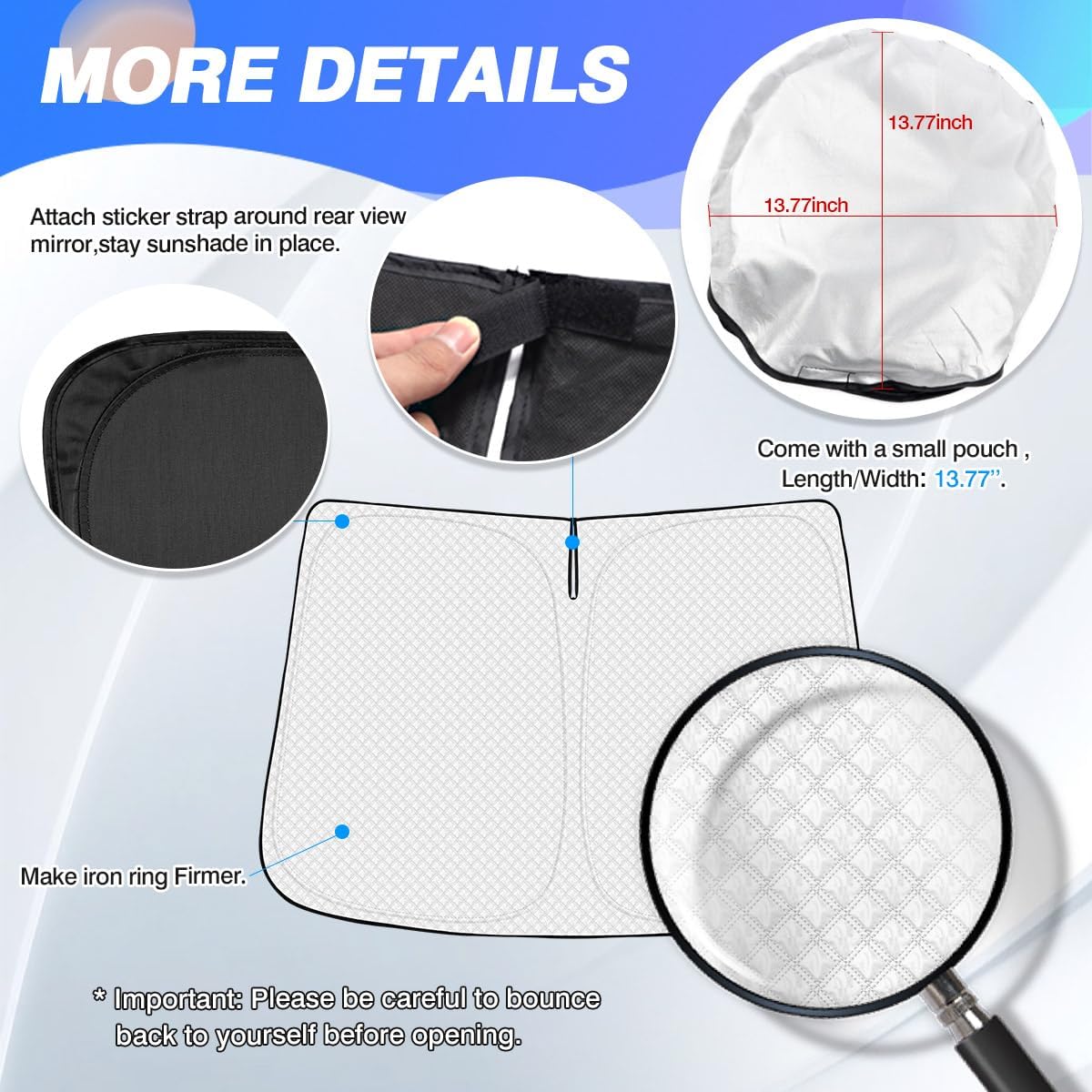 Windshield Sun Shade for Chevrolet/Chevy Tahoe 2021-2025 2026 Accessories Thicken 6-Layer Foldable Front Window Sunshade Cover Sun Visor Protector Block UV Rays Keep Vehicle Cool