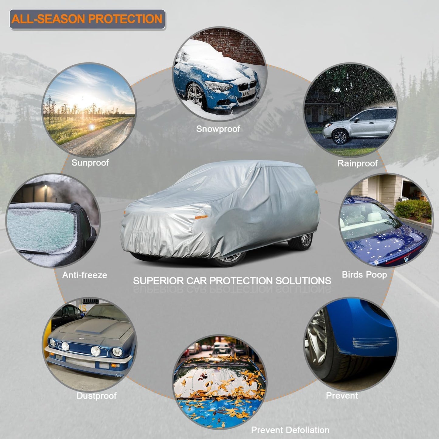 Kayme 6 Layers Minivan Car Cover Waterproof All Weather for Automobiles, Outdoor Full Cover with Zipper, Universal Fit for Pacifica, Grand Caravan, Honda Odyssey, Sienna, Station Wagon(191-206 inch)
