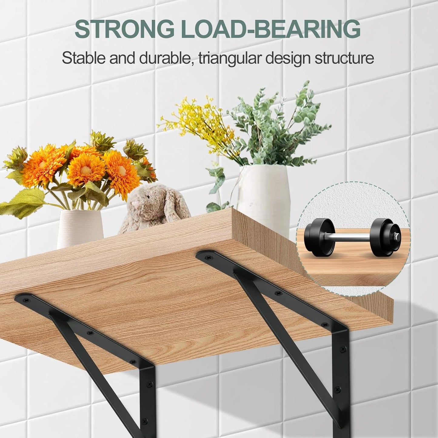 20 Pack L14 x H 10" Black Heavy Duty Shelf Brackets with Screws Metal Shelf Brackets Shelf Support Angle Brackets for Shelves L Brackets Heavy Duty Floating Shelf